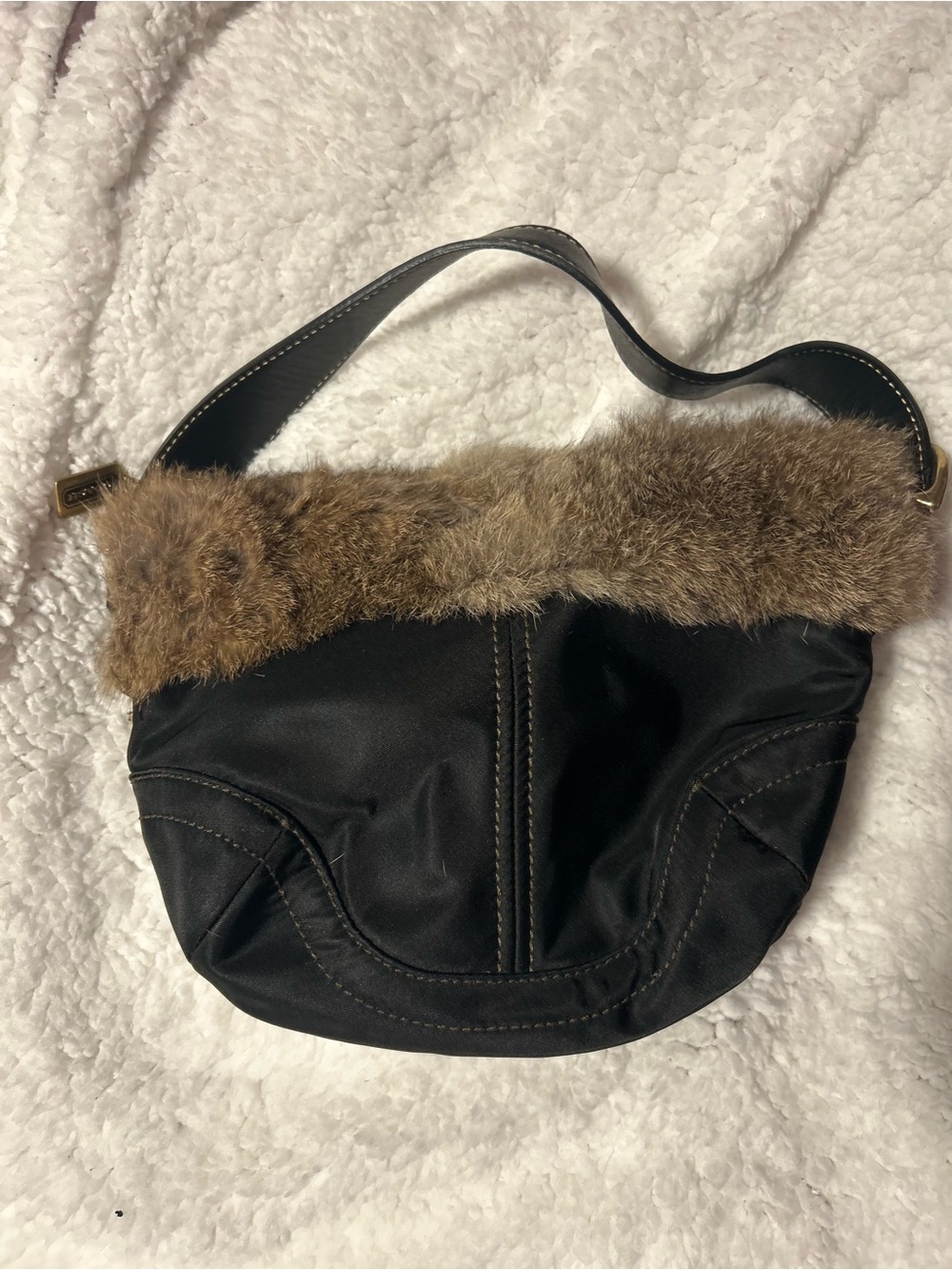 Coach Black Leather Fur Trim Bag 🖤✨
